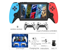 P5 Consola de Jogos Open Source Ecrã Hd 7" 64gb, suporta 30+ Emuladores, para Dois Jogadores FWINL