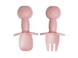 Conjunto de Garfo e Colher de Silicone para Bebés Utensílios para Desmame Guiado Etapa 1 6 Meses NEVEANCE