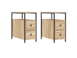 Bedside Cabinet, Bedside Cabinets Vidaxl Marrom Madeira Processada (n/a)