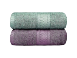 2026 toalhas de Banho de Bambu, Conjunto de 2 Toalhas Grandes 70x140 Cm, Suaves e Absorventes, Cor Verde e Roxo