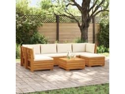 Vidaxl Conjunto De Sofás Para Exterior Com Almofada 7 Peça Castanho