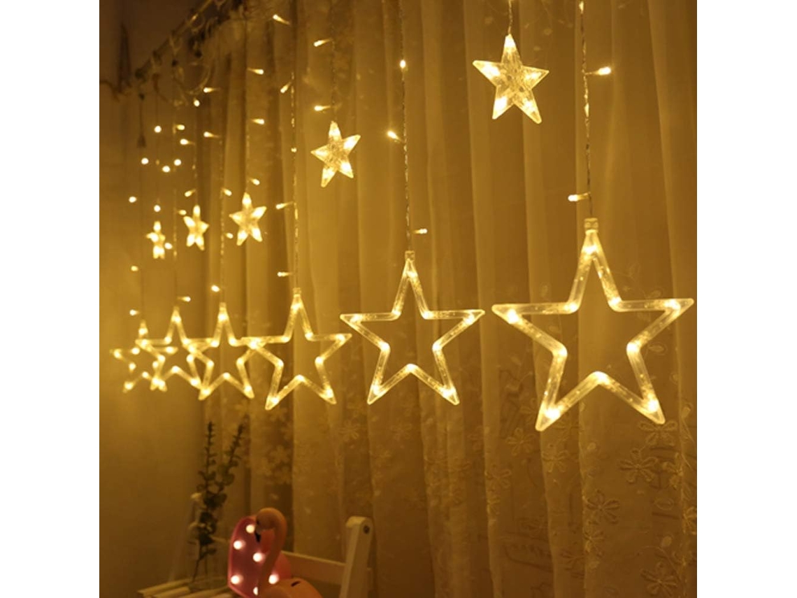 Cordão de Luzes Led com 120 Leds, Luzes de Cortina para Janelas com 8 Modos Intermitência, Decoração para o Ramadã, Natal, Casamento BRILVIBERA