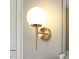 ZMH Luminária de parede interna moderna dourada com cúpula de vidro E27 para corredor e quarto
