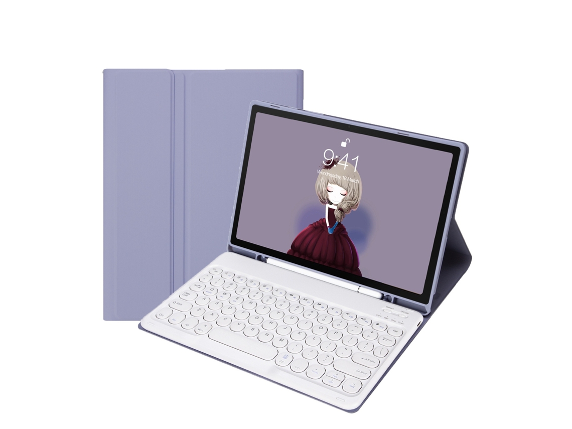 Elysve Capa Com Teclado Bluetooth Para Samsung Galaxy Tab S9plus 12,4 Polegadas, Cor Roxa