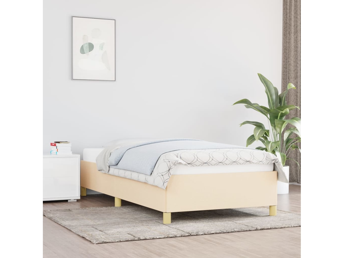 Vidaxl Estrutura De Cama Sem Colchão 90x200 Cm Tecido Creme