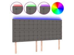 Led Headboard, Led Headboards Vidaxl Cinzeto Couro Artificial (200 X 5 X 118/128 Cm)