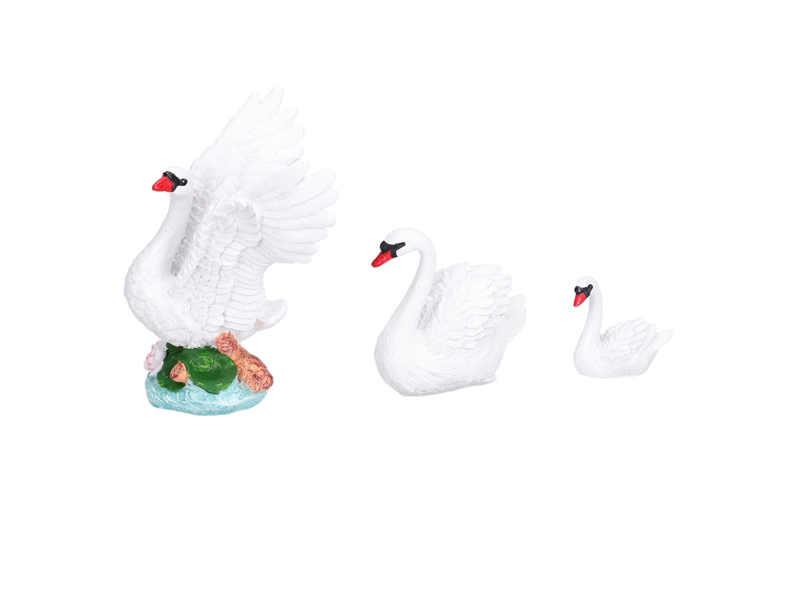 Ornamentos De Cisne De Resina Para Jardim Miniatura Lar 3 Peças