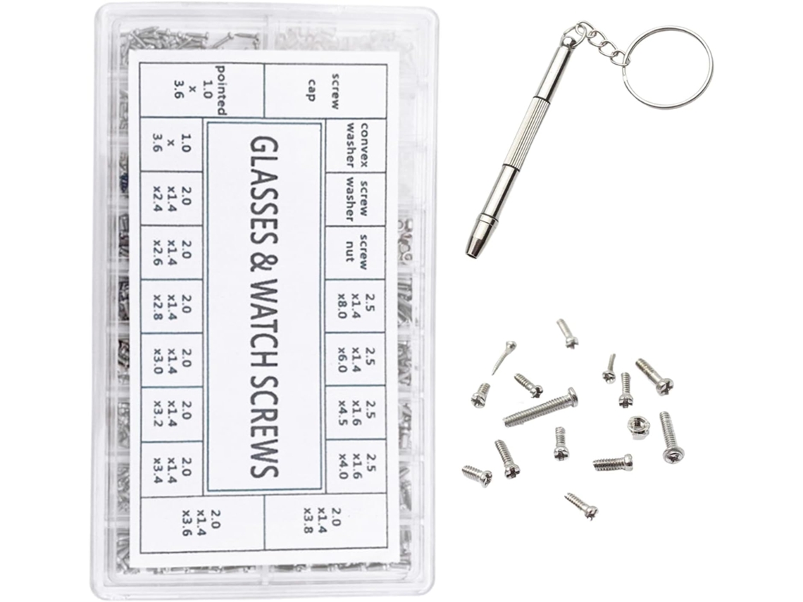 Kit De Reparo Óculos Com Chave Fenda Precisão E Chaveiro Para Reparo.
