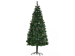 Árvore De Natal Artificial 180cm Ignífugo Com 624 Ramos 48 Decorações Folhas De Pvc E Suporte Metálico Verde