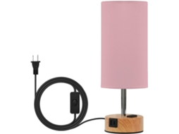Luminária De Mesa Rosa Claro Yuiboo Para Quarto, Com Portas Usb C E A, Lâmpadas Inclusas