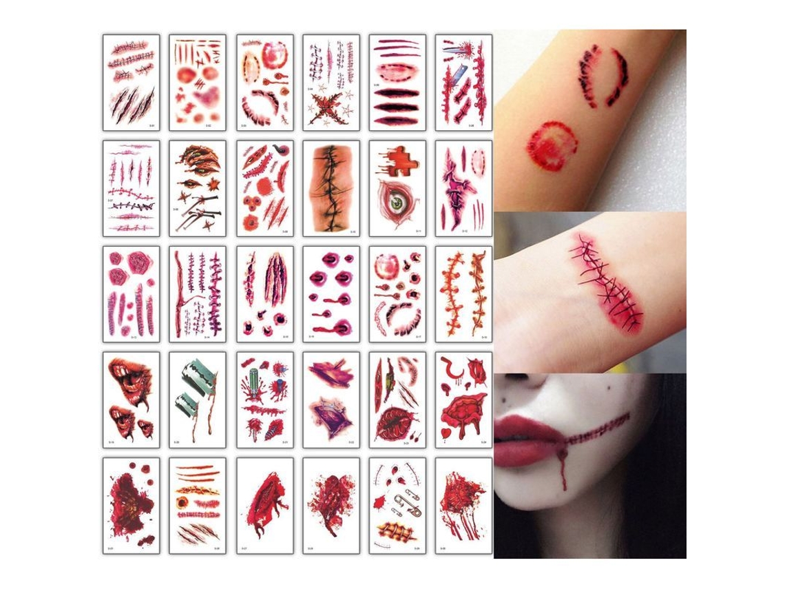 Adesivos de Tatuagem de Cicatriz com Sangue Fake Nova Line