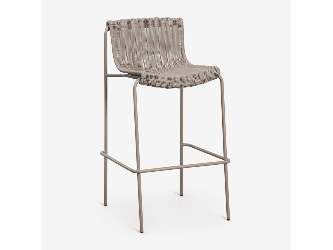Sklum Pack De 2 Bancos Altos Em Rattan Sintético E Aço Revia Ratán Pe Moka Brown         ↑75 Cm