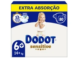 Fraldas Sensitive Extra +14kg T6+ DODOT emb. 80 un