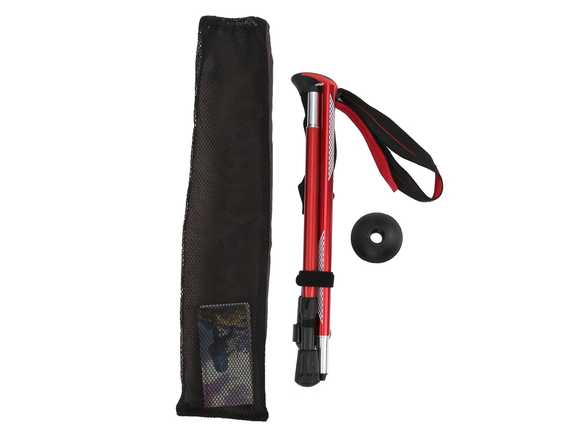 Pau de Trekking Plegável Leve Alumínio Vermelho Mulher