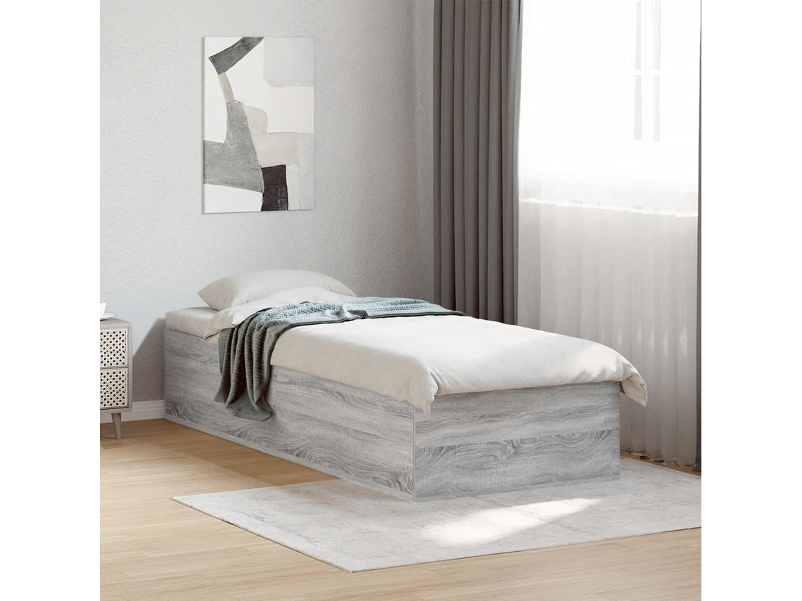 Cama De Solteirocama De Adultoestrutura Cama 75x190 Cm Derivados De Madeira Cinzento Sonoma Wsd52169