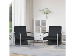 Vidaxl Poltronas Com Estrutura Cromada 2 Pcs Couro Artificial Preto