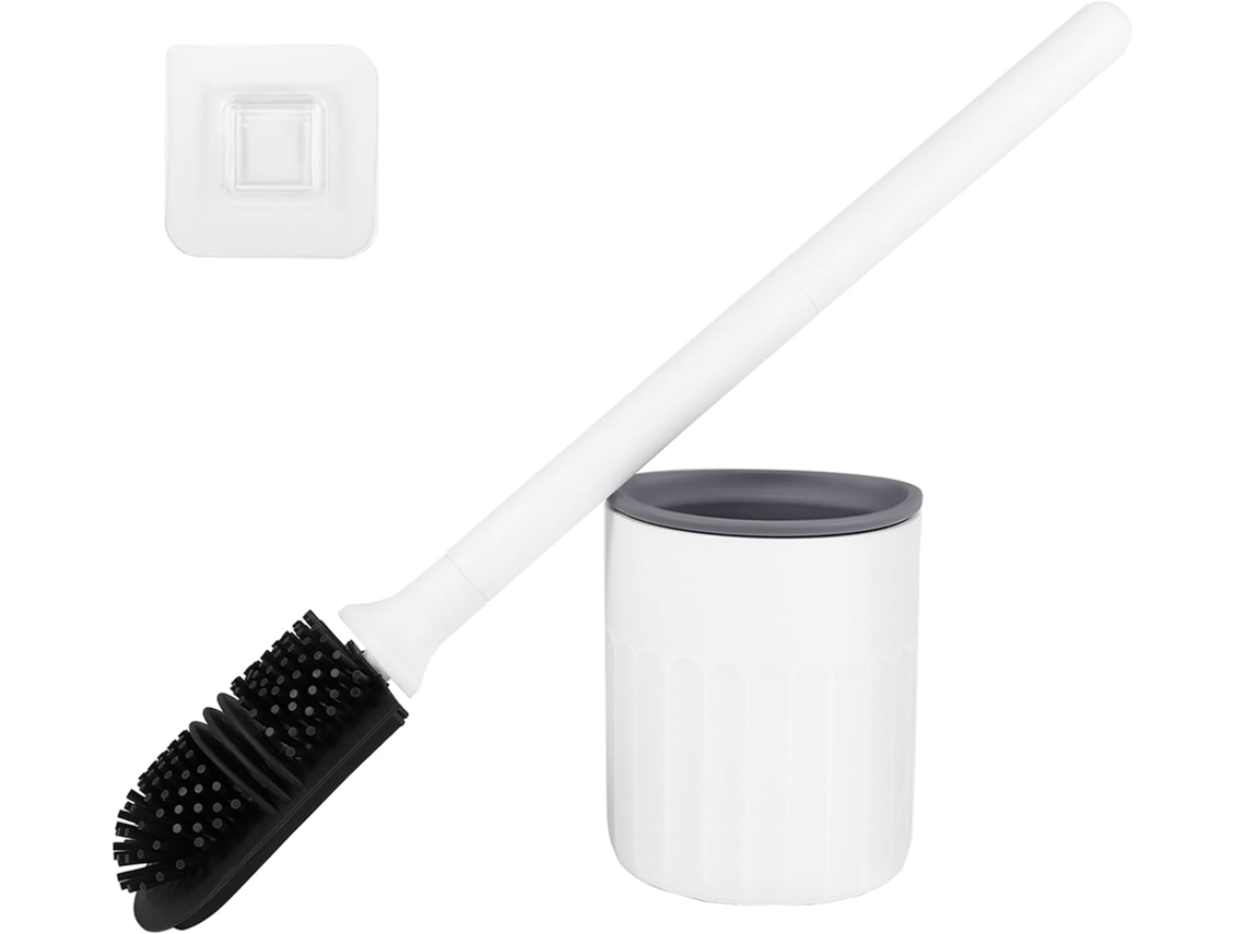 Escova De Vaso Sanitário De Silicone, Para Instalação Na Parede Ou Em Bancada, Com Cabeça Dupla Espe Gokoco