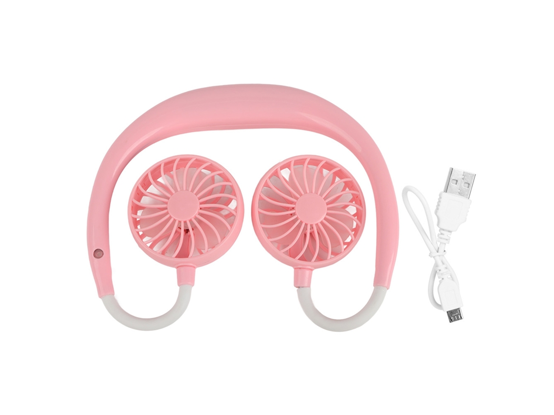 Ventilador de Pescoço Portátil Usb Recarregável Rosa