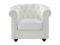 Poltrona Clássica Chesterfield VENTE-UNIQUE.PT (Branco - Pele - 82x78x72 cm)