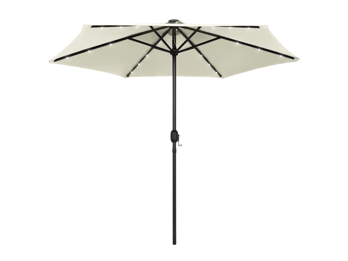 Vidaxl Guarda-sol Jardim Luzes Led/poste Alumínio 270 Cm Branco Areia