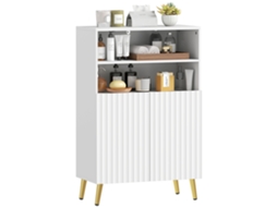 Armário De Banheiro Com Portas De Fechamento Suave E 2 Prateleiras Abertas, Mdf, Branco