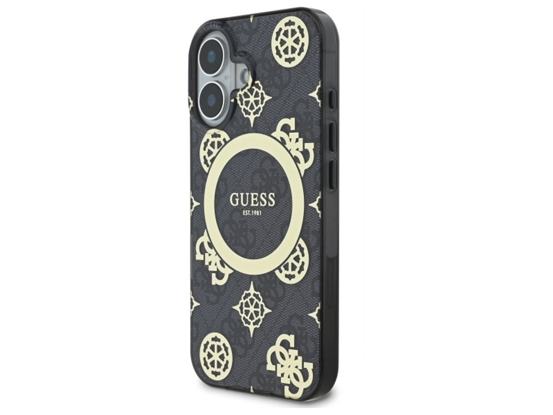 Capa para iPhone 16 GUESS Pele Sintética Rígida Preto