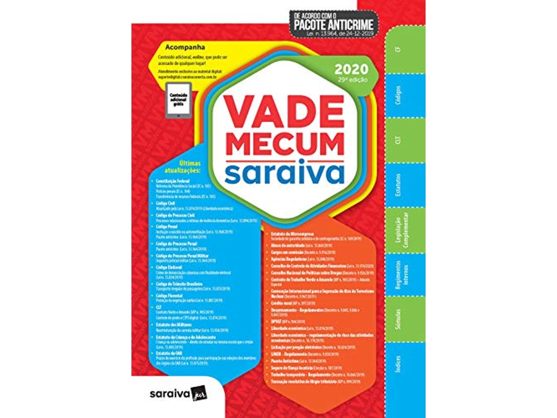 Livro Vade Mecum Saraiva 2020 Tradicional 29 Edição de Saraiva Jur (Português do Brasil - Capa Dura)