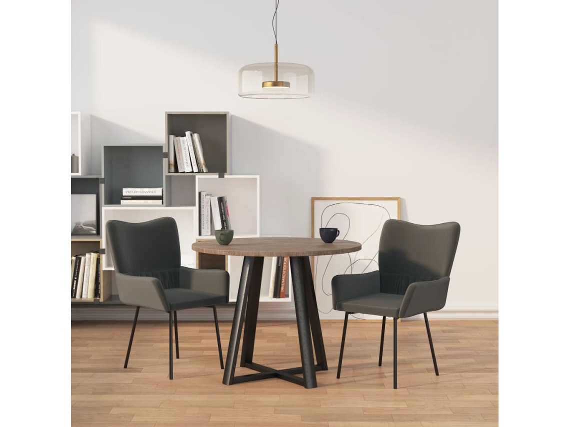 Vidaxl Cadeiras De Jantar 2 Pcs Veludo Cinzento-escuro