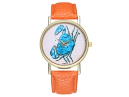 Relógio de Pulso de Quartzo com Cinta de Couro Pu Cartoon Simples Fashion T165 a Laranja