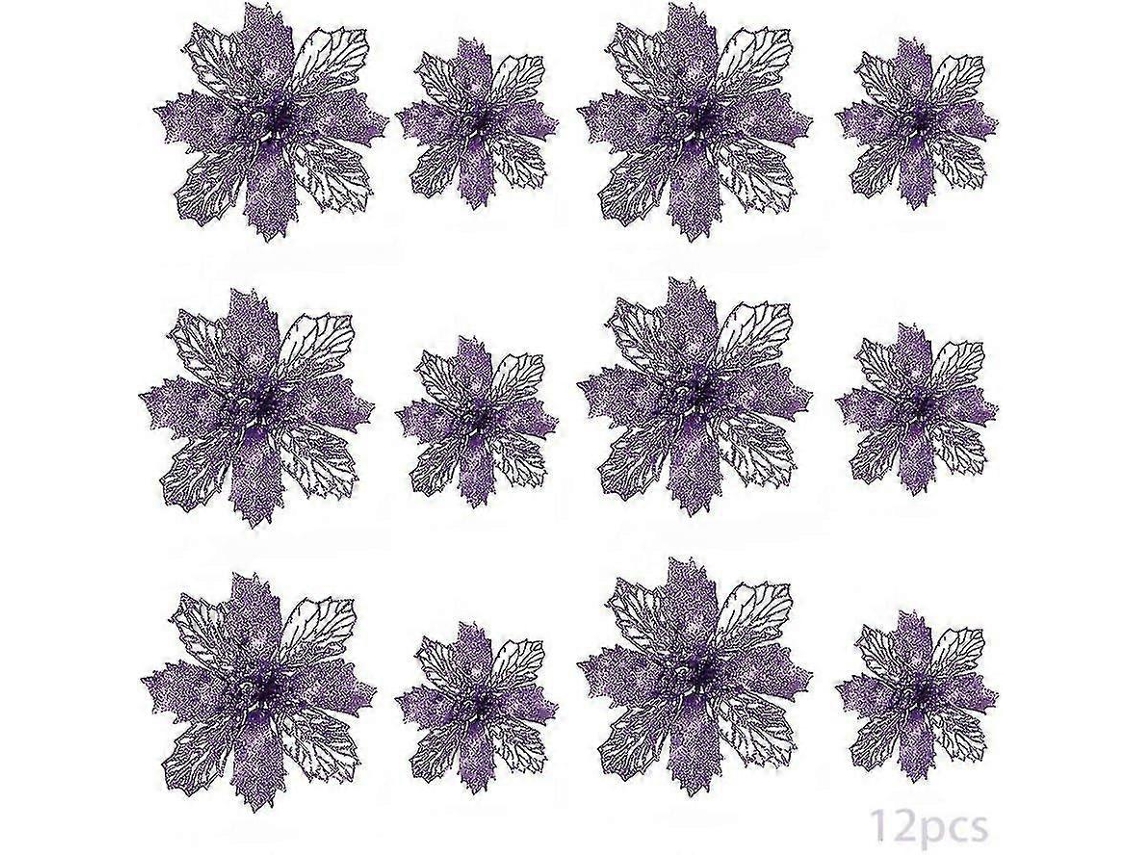 24 Peças De Flores De Natal, Enfeites De Árvore De Natal De Poinsétia Brilhante E Flores Artificiais Para O Natal Olysi Shop