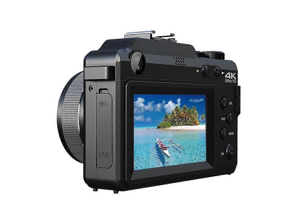 Câmara Digital Compacta Com Ecrã De 3 Polegadas, Dupla Frontal E Traseira 48mp, Zoom 18x E Gravação De Vídeo 4k