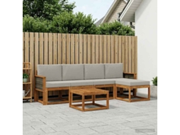 Vidaxl Conjunto De Sofás Para Exterior 6 Pcs Natural E Cinzento-claro