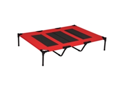 Cama de Cachorro 50kg no Máximo Elevada com Bolsa de Viagem. em Metal e Oxford Fabric. 122x92x23 Cm. Vermelho Ge