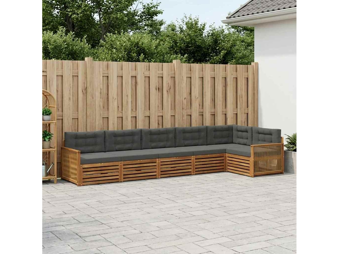 Vidaxl Conjunto De Sofás Para Exterior 6 Pcs Natural E Antracite