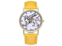 Relógio de quartzo unissex elegante e casual, presente estiloso (amarelo)