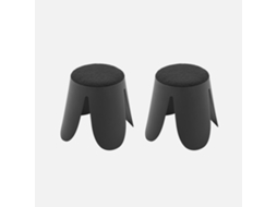 Banco Empilhável Infantil Boucle Texturizado, Set De 2, Preto Sweeek