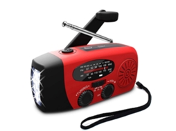 Rádio de Emergência AQUAFORGE portátil com alarme SOS, memória, solar, USB, banda completa, laranja