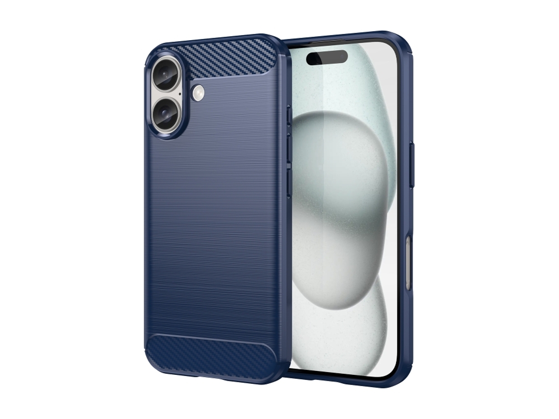 Capa De Tpu Para Iphone 16 - Textura Escovada De Fibra De Carbono