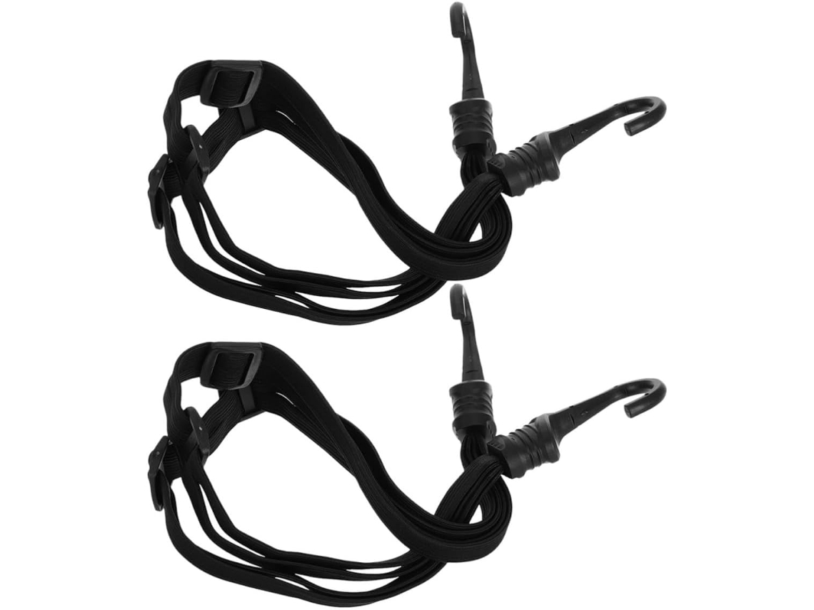 Conjunto De 2 Tiras Elásticas Pretas Para Capacete E Bagagem