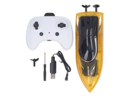 Barco de corrida RC elétrico à prova d'água com luzes LED brilhantes e reinicialização automática para crianças - Amarelo