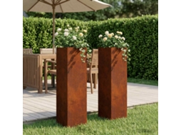 Vidaxl Vaso De Jardim 2 Unid. Ferro Enferrujado 20 X 20 X 75 Cm