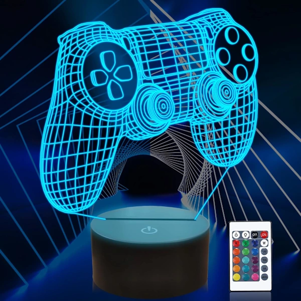 Luminária com Ilusão de Controle Videogame 3d, Luz Noturna em Formato de Controle Videogame com Controle Remoto BRILVIBERA