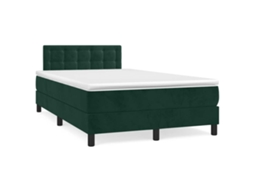 Vidaxl Cama Box Spring Com Colchão E Luzes Led Veludo Verde-escuro