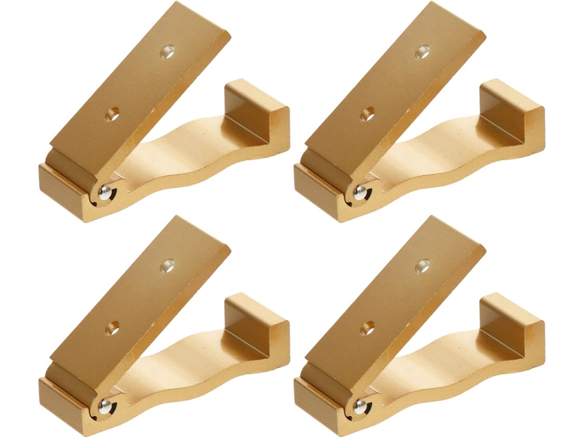 Conjunto De 4 Ganchos Parede Dobráveis Em Alumínio Dourado, Estilo