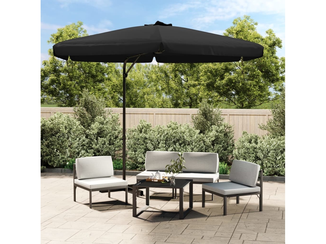 Vidaxl Guarda-sol De Jardim Com Poste De Aço 300 Cm Preto