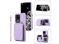 Capa Traseira Com Zíper Para Samsung Galaxy S20 Ultra E Compartimento Para Cartões.
