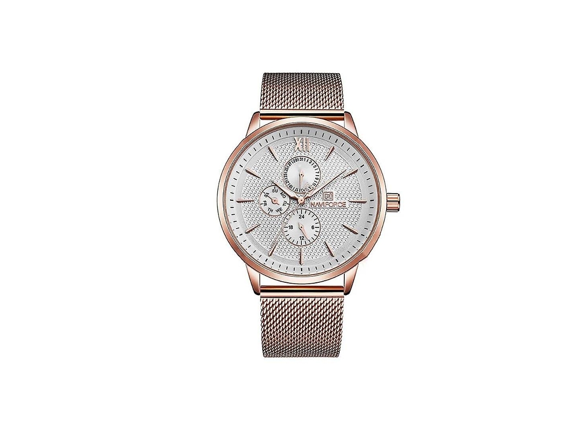 Relógio masculino Naviforce Tribute de quartzo, branco, ouro rosa, smartwatch, data, design, presente Ly Ebike