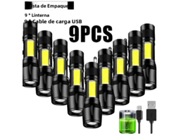 (9 Peças) Lanterna Tática Led Recarregável, Portátil, Com Clipe Para Caneta, À Prova D'água