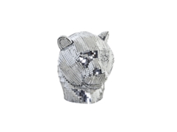 Estatueta de Leopardo em Resina Cromada Prateada, 31x31x32cm ALEXANDRA HOUSE LIVING