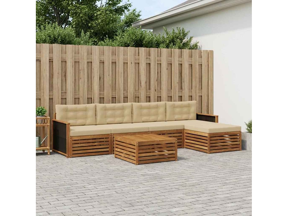 Vidaxl Conjunto De Sofás Para Exterior 6 Pcs Natural E Bege